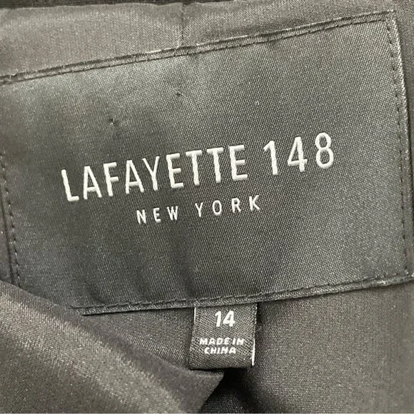 Lafayette 148 Black Womens Blazer 3/4 Sleeve Single-Button Size 14